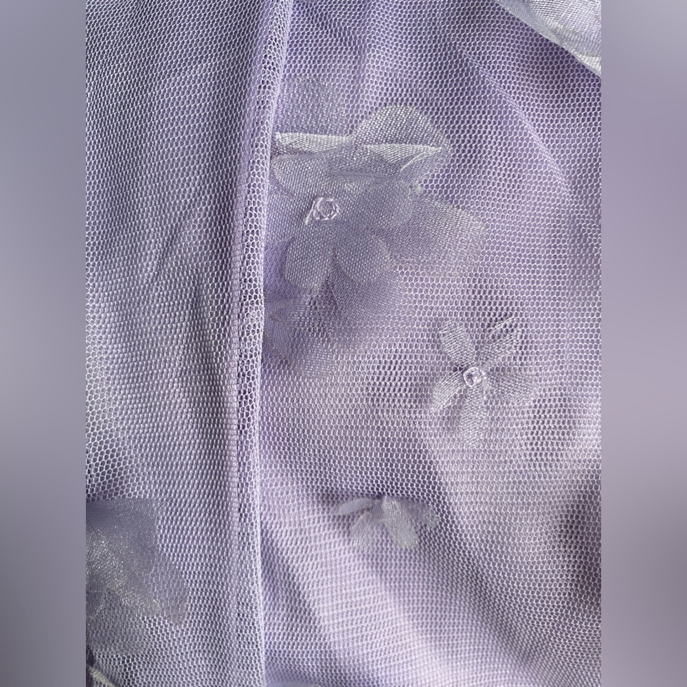 NWT Anthropologie | Lavender Midi Dress with Floral Appliqué - 10 - Picture 11 of 14